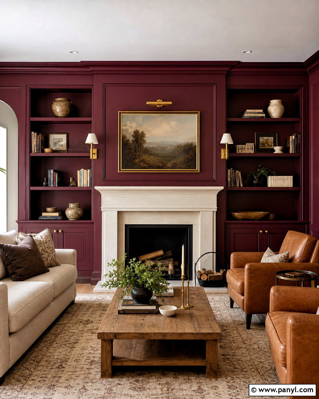 Burgundy Fireplace Wall With Stone Surround - 20 burgundy interior design ideas