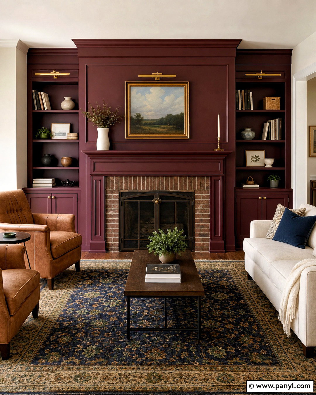 Burgundy Fireplace - 20 fireplace color ideas