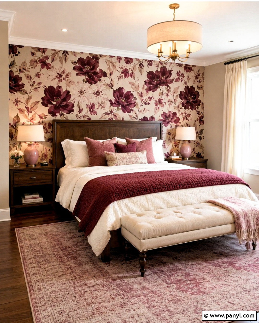 Burgundy Floral Wallpaper Bedroom - 20 burgundy room ideas bedrooms