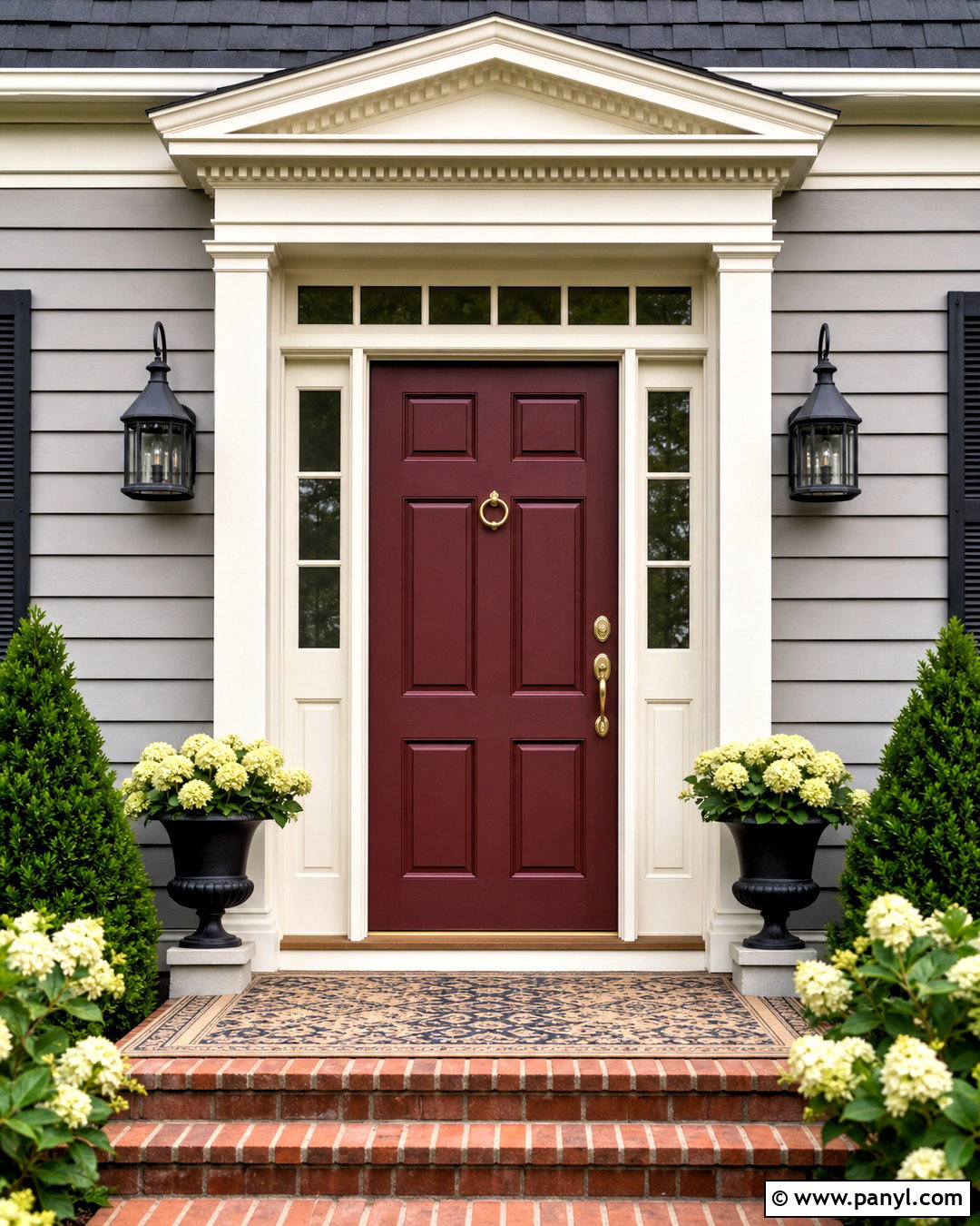 Burgundy Front Door With Gray House - 20 grey house door color ideas
