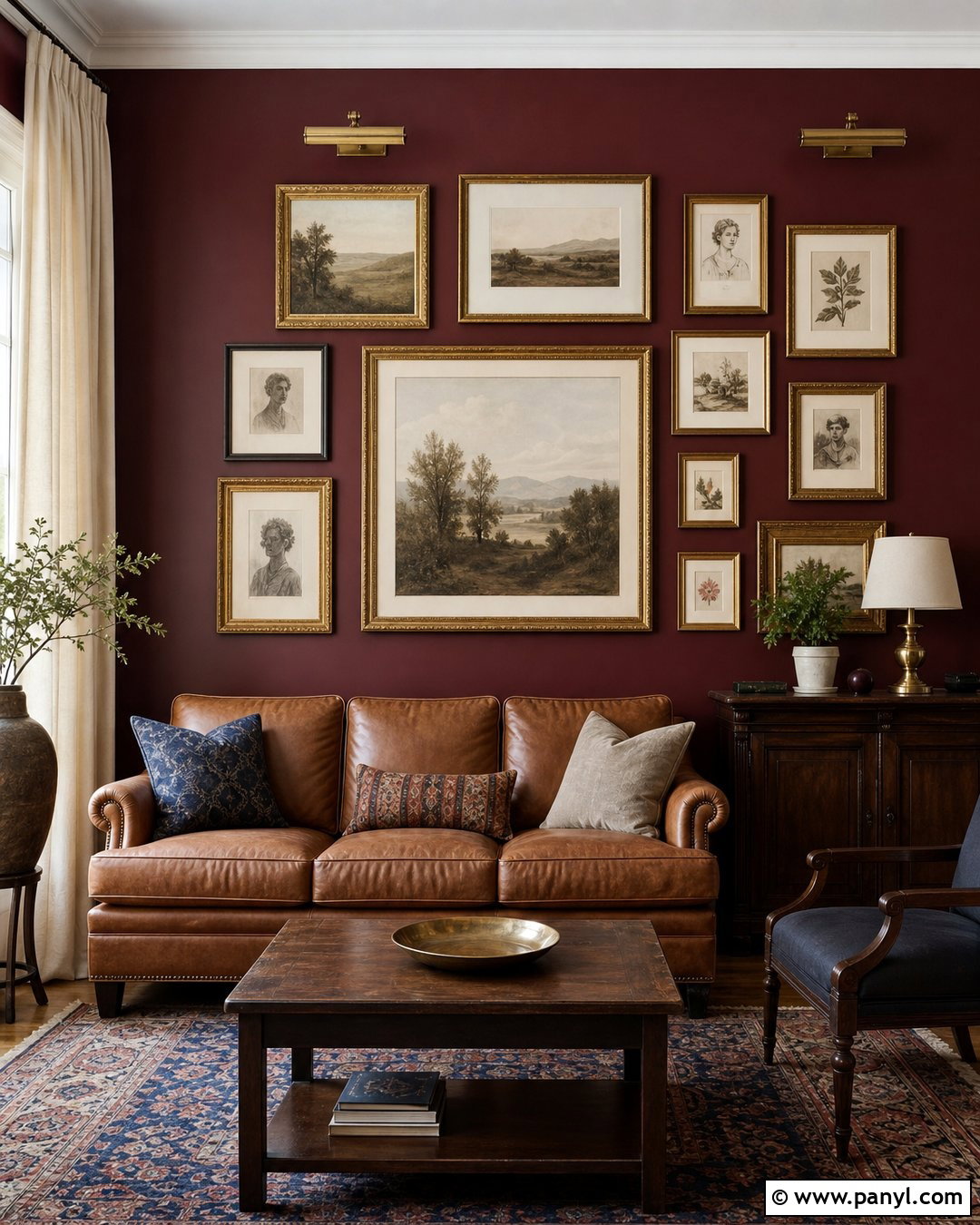 Burgundy Gallery Wall - 25 Gallery Wall Colors