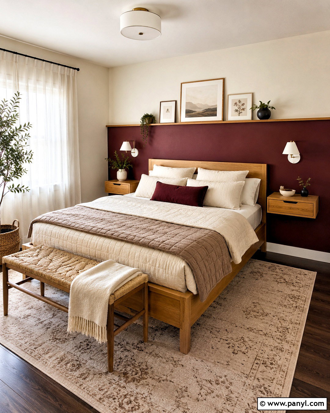 Burgundy Half Wall Behind Bed - 20 burgundy accent wall bedroom ideas