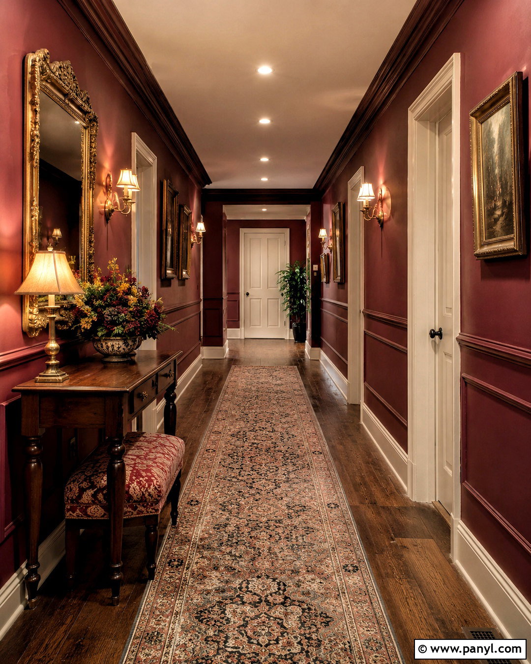 Burgundy Hallway - 20 moody hallway ideas