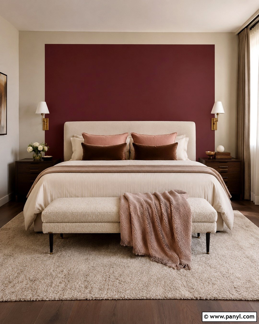 Burgundy Headboard Wall Paint - 20 Color Block Wall Paint Inspiration Ideas