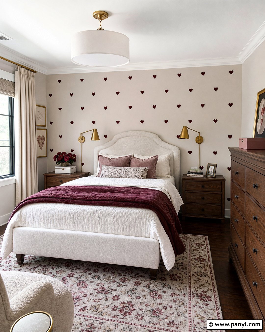 Burgundy Heart Accent Wall - 25 Girls Room Paint Ideas Accent Walls