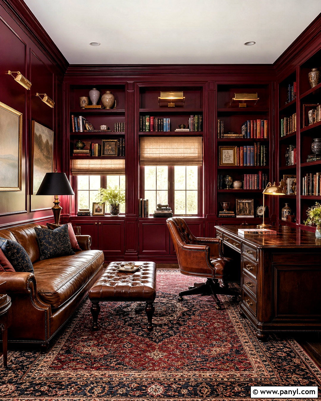 Burgundy High Gloss Library Walls - 20 high gloss walls