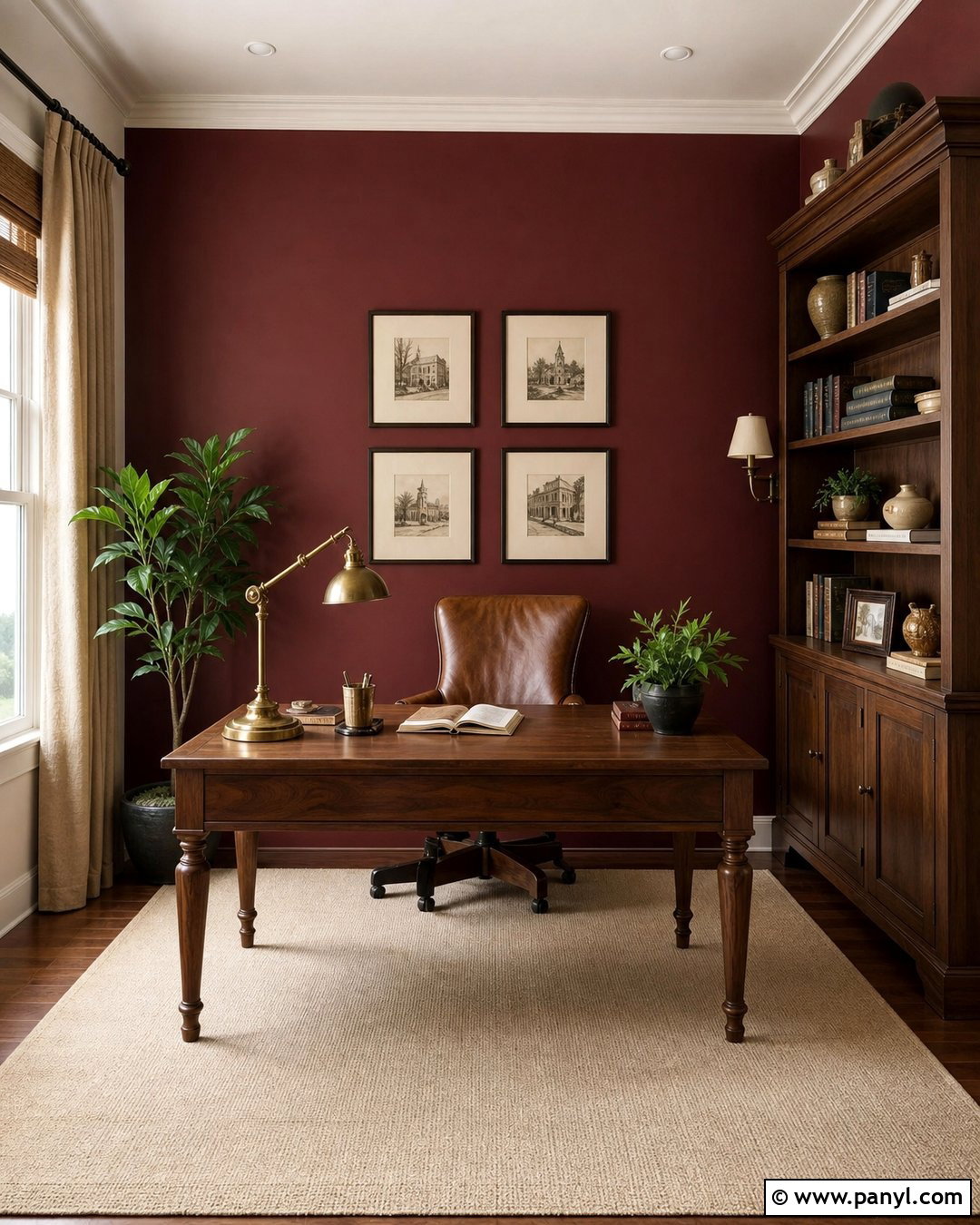 Burgundy Home Office Accent Wall - 25 Home Office Accent Wall Color Ideas