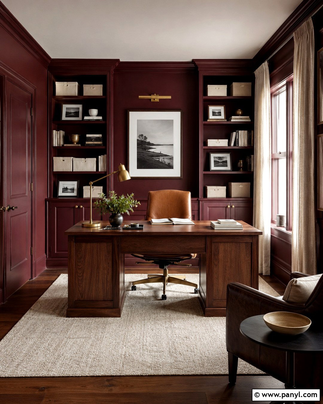 Burgundy Home Office Wall Paint - 20 Bold Wall Paint Ideas