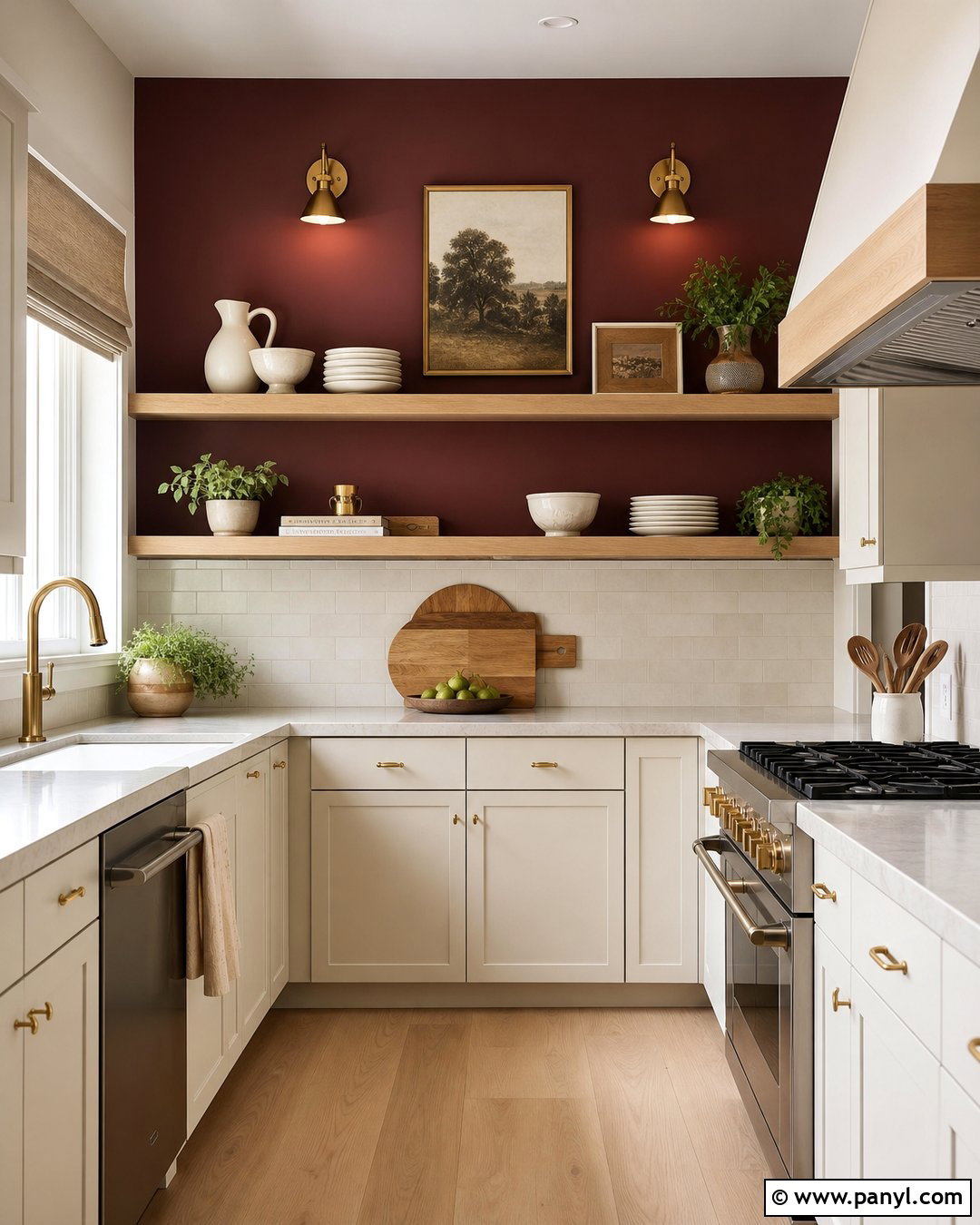 Burgundy Kitchen Accent Wall - 35 burgundy kitchen walls