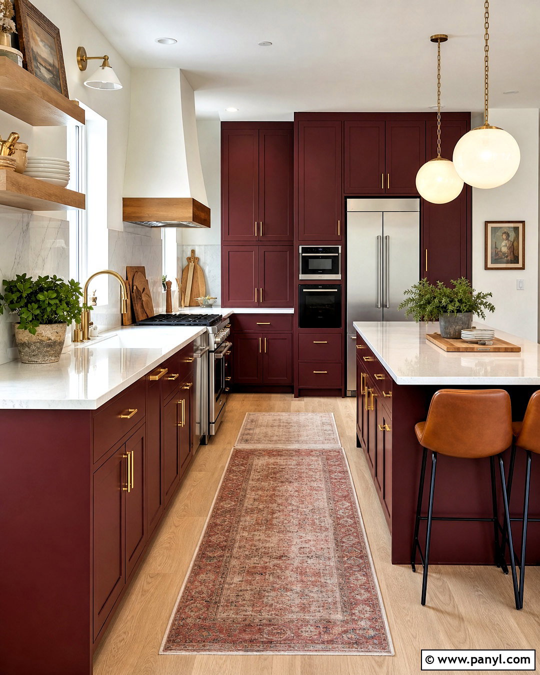 Burgundy Kitchen Cabinets - 20 pop of color kitchen ideas