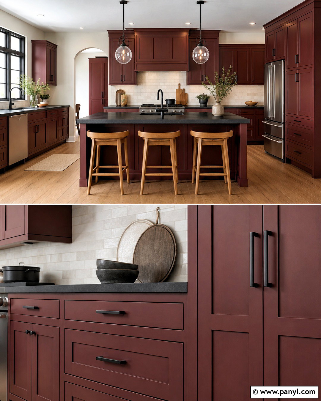 Burgundy Kitchen Cabinets With Black Countertops - 20 burgundy kitchen cabinets
