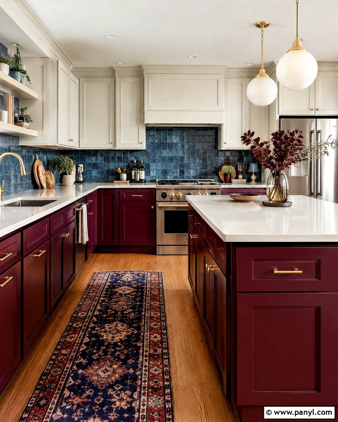 Burgundy Kitchen Cabinets With Blue Tile - 20 burgundy kitchen cabinets