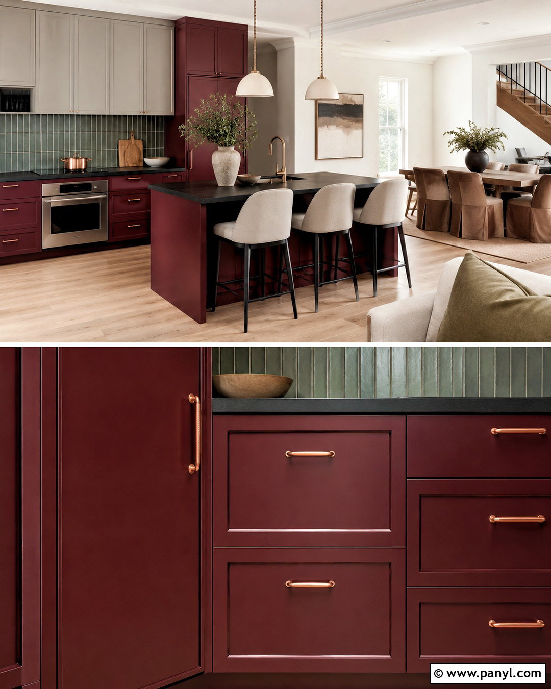 Burgundy Kitchen Cabinets With Green Backsplash - 20 burgundy kitchen cabinets