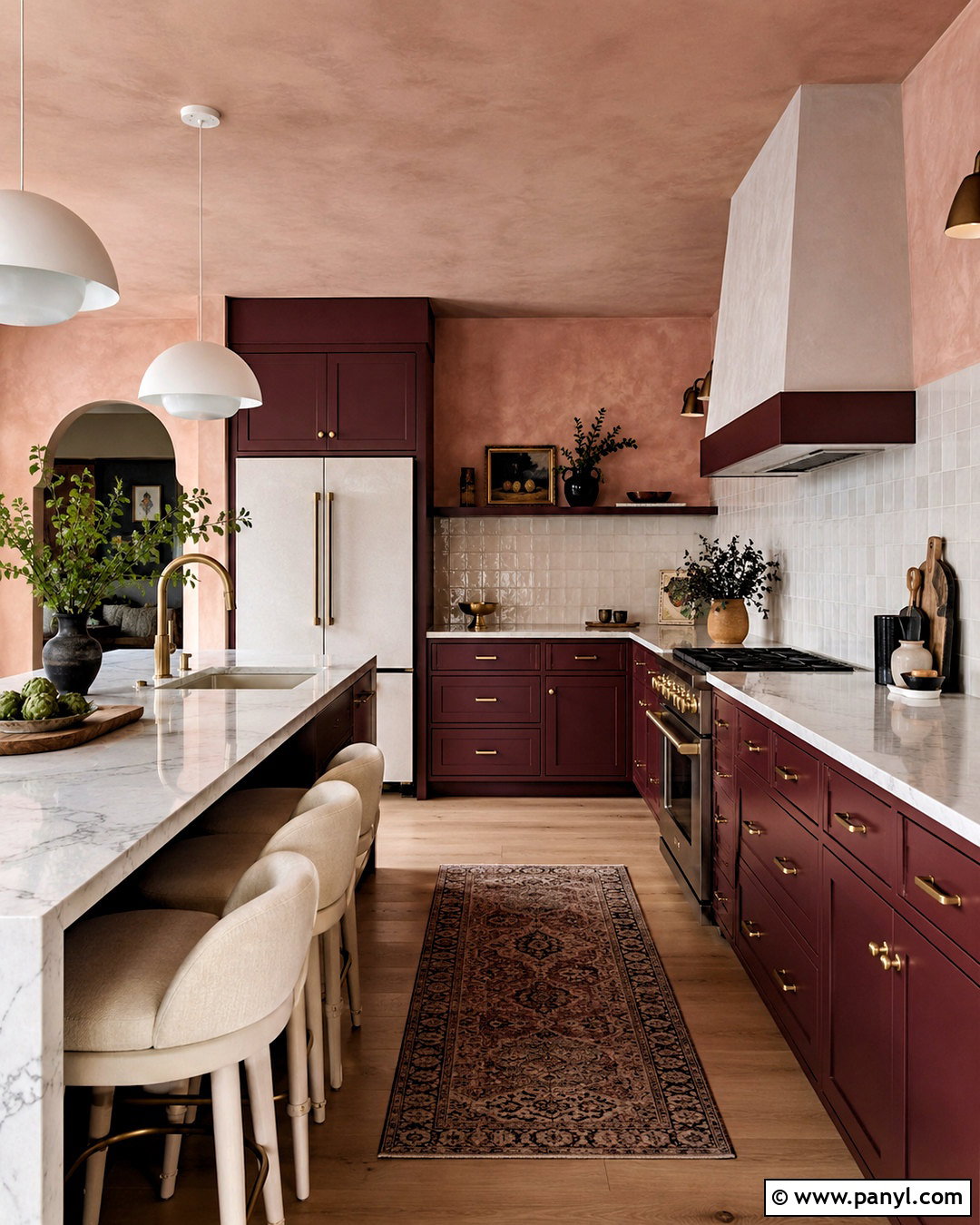 Burgundy Kitchen Cabinets With Soft Pink Walls - 20 burgundy kitchen cabinets