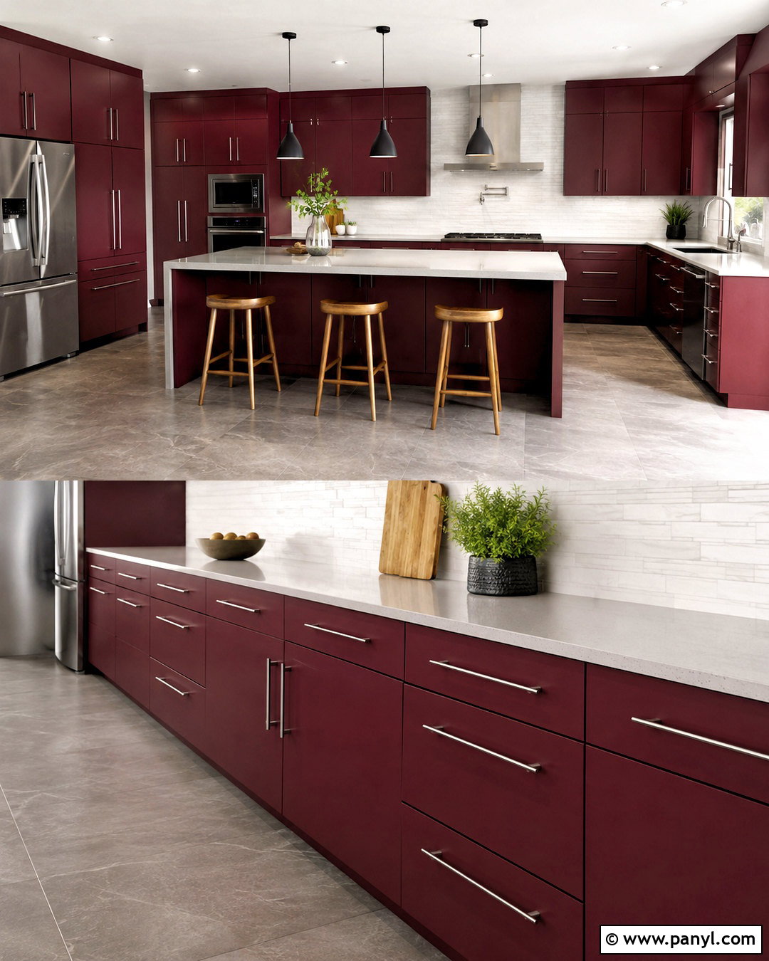 Burgundy Kitchen Cabinets With Stainless Steel - 20 burgundy kitchen cabinets