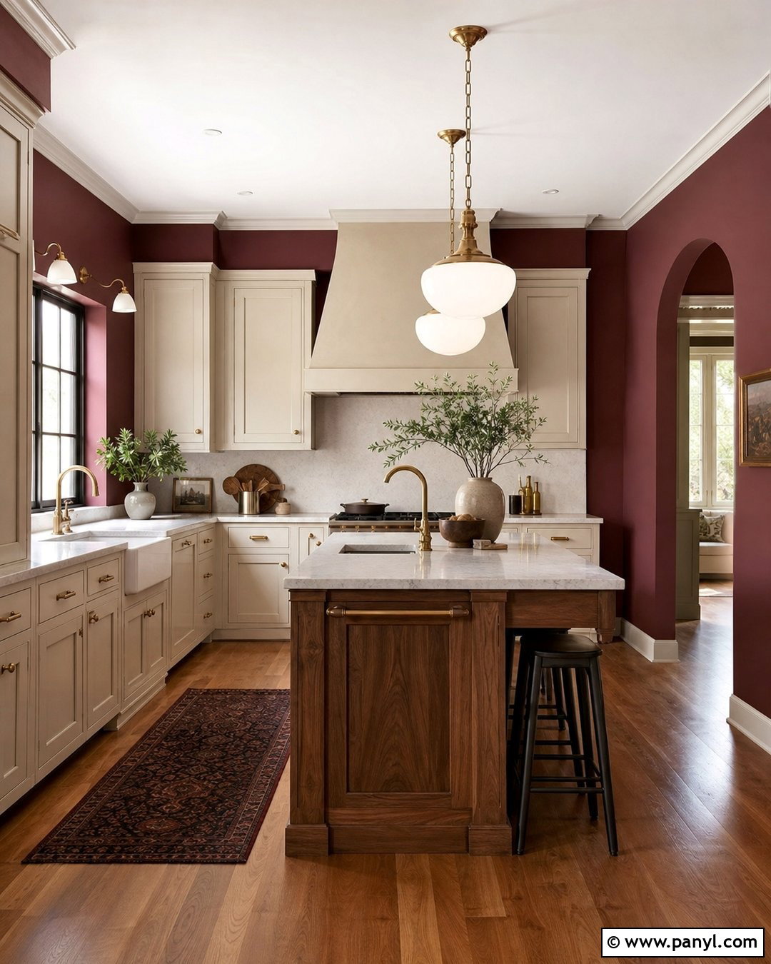 Burgundy Kitchen Walls - 35 kitchen wall colours