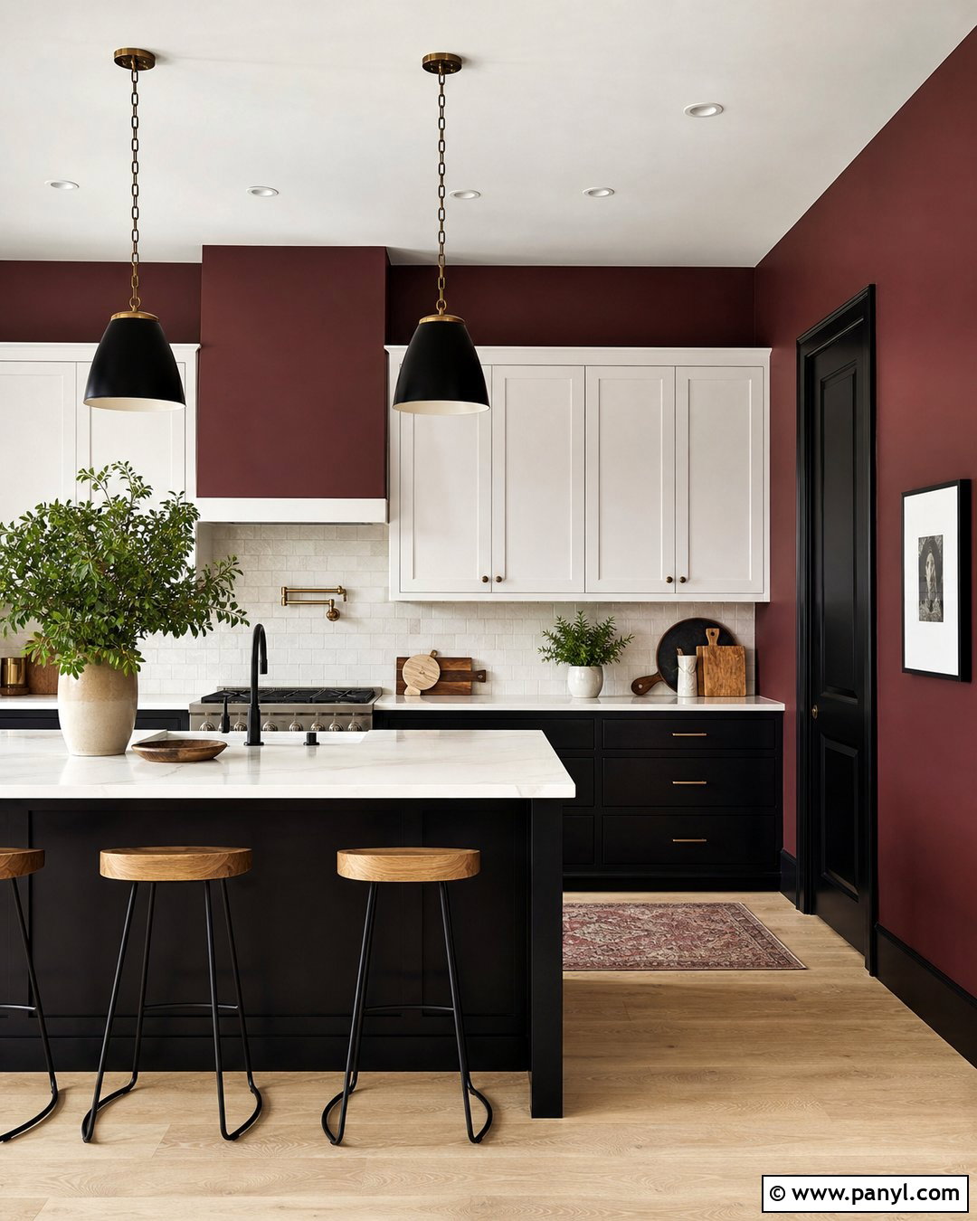 Burgundy Kitchen Walls With Black Cabinets - 35 burgundy kitchen walls