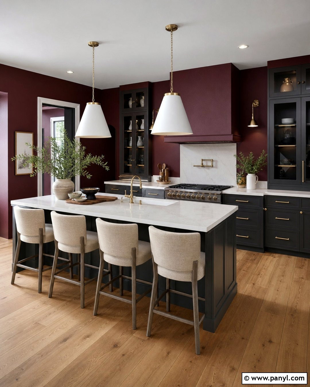 Burgundy Kitchen Walls With Charcoal Cabinets - 35 burgundy kitchen walls
