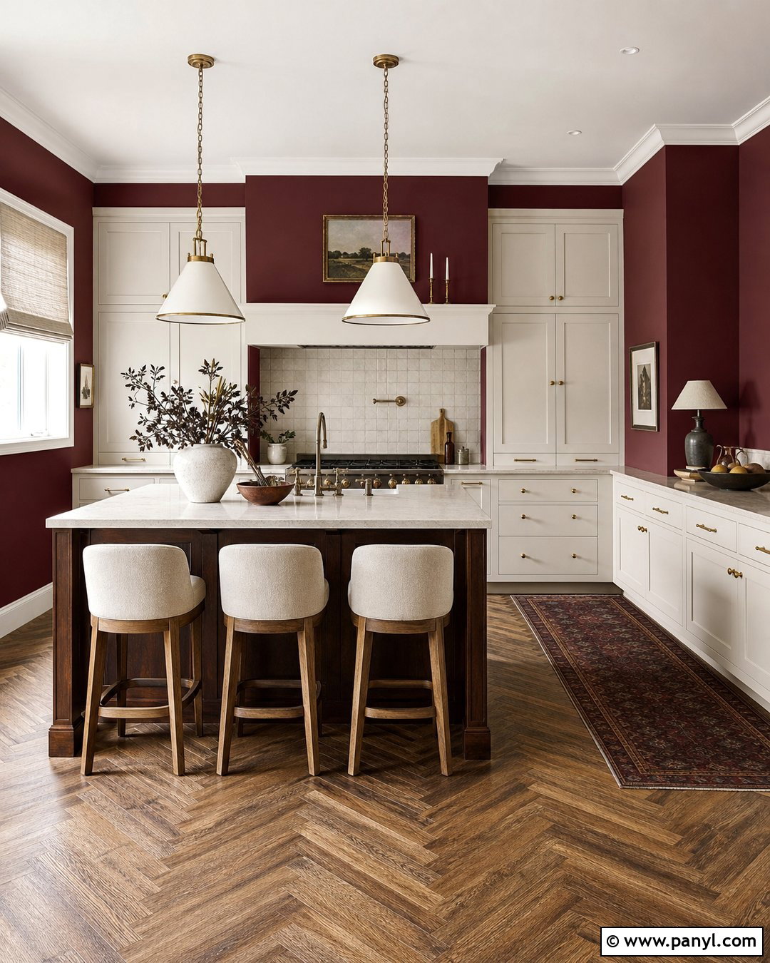 Burgundy Kitchen Walls With Cream Cabinets - 35 red kitchen walls