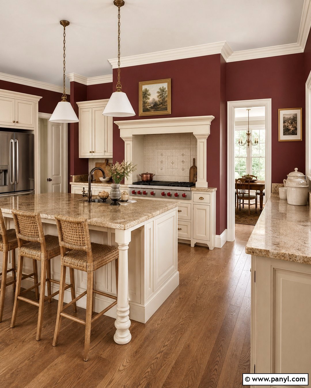 Burgundy Kitchen Walls With Cream Cabinets - 35 burgundy kitchen walls