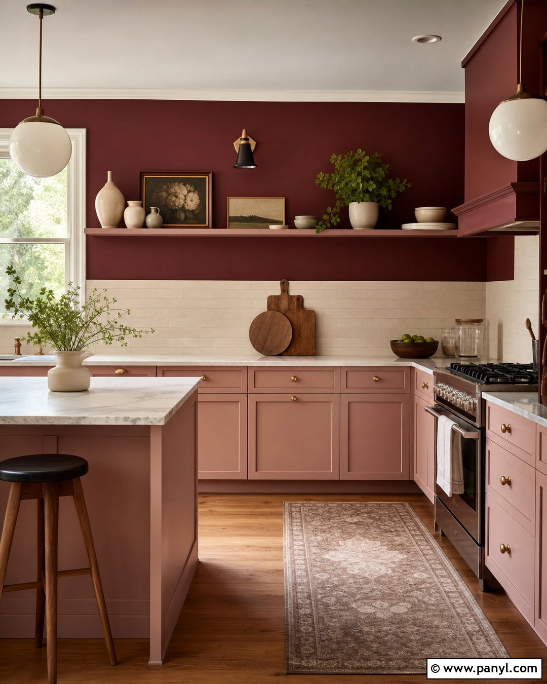 Burgundy Kitchen Walls With Pale Pink Cabinets - 35 burgundy kitchen walls