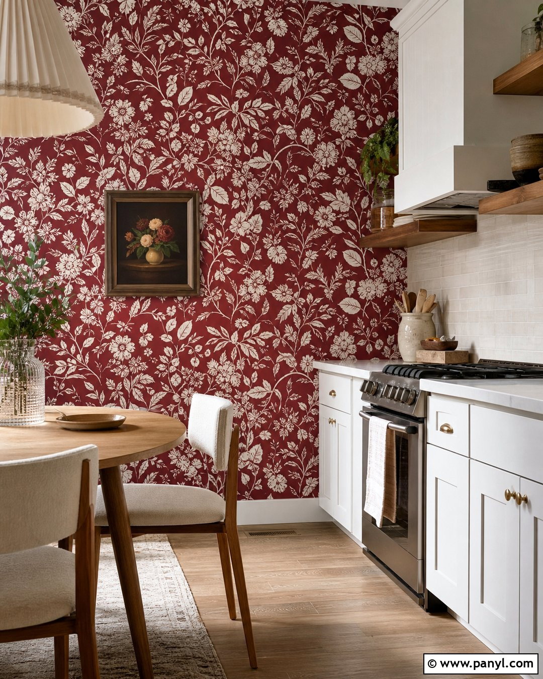 Burgundy Kitchen Walls With Removable Wallpaper - 35 burgundy kitchen walls