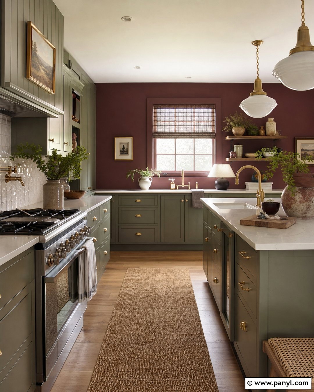 Burgundy Kitchen Walls With Sage Cabinets - 35 burgundy kitchen walls