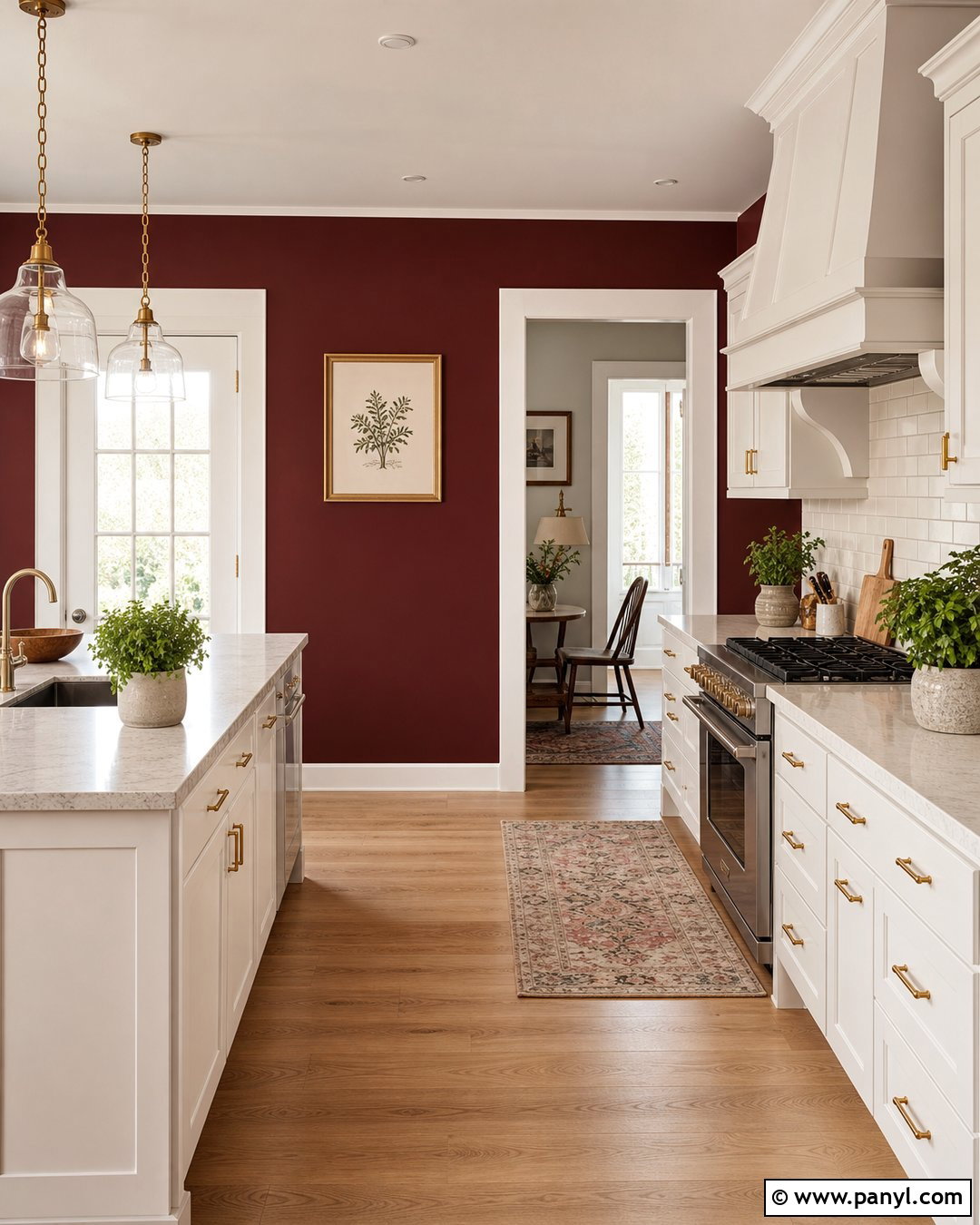 Burgundy Kitchen Walls With White Cabinets - 35 burgundy kitchen walls