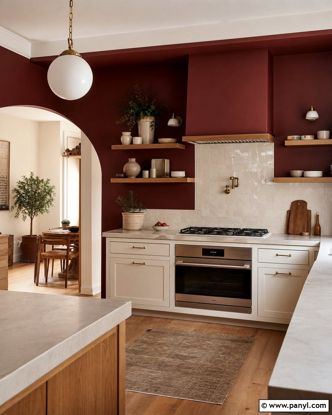Burgundy Kitchen Walls With Zellige Tile - 35 burgundy kitchen walls