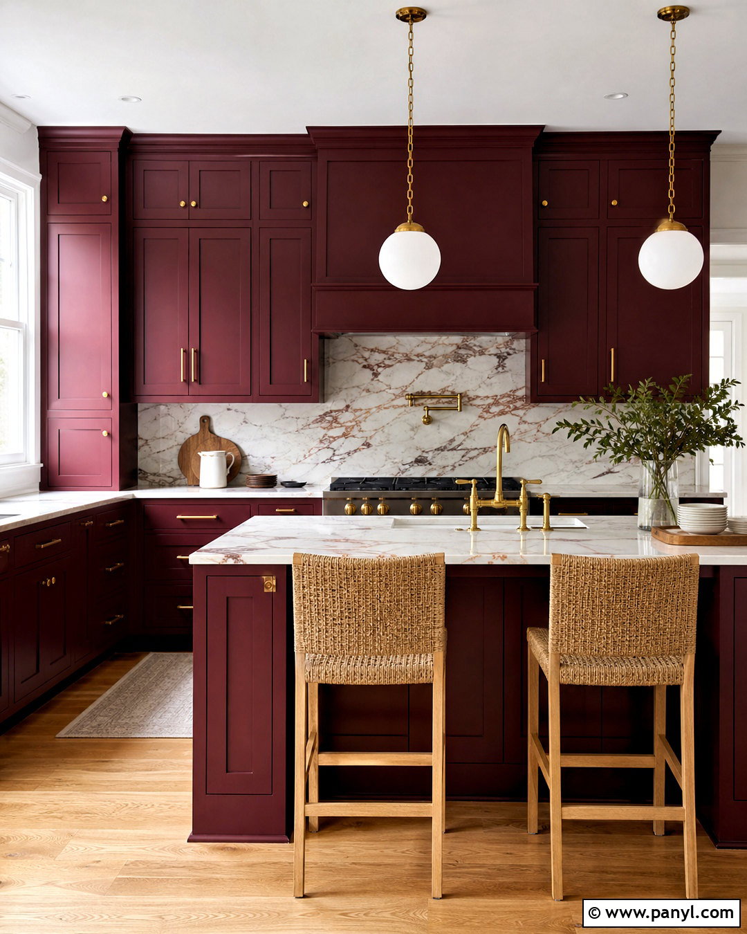 Burgundy Kitchen With Marble Countertops - 20 burgundy interior design ideas