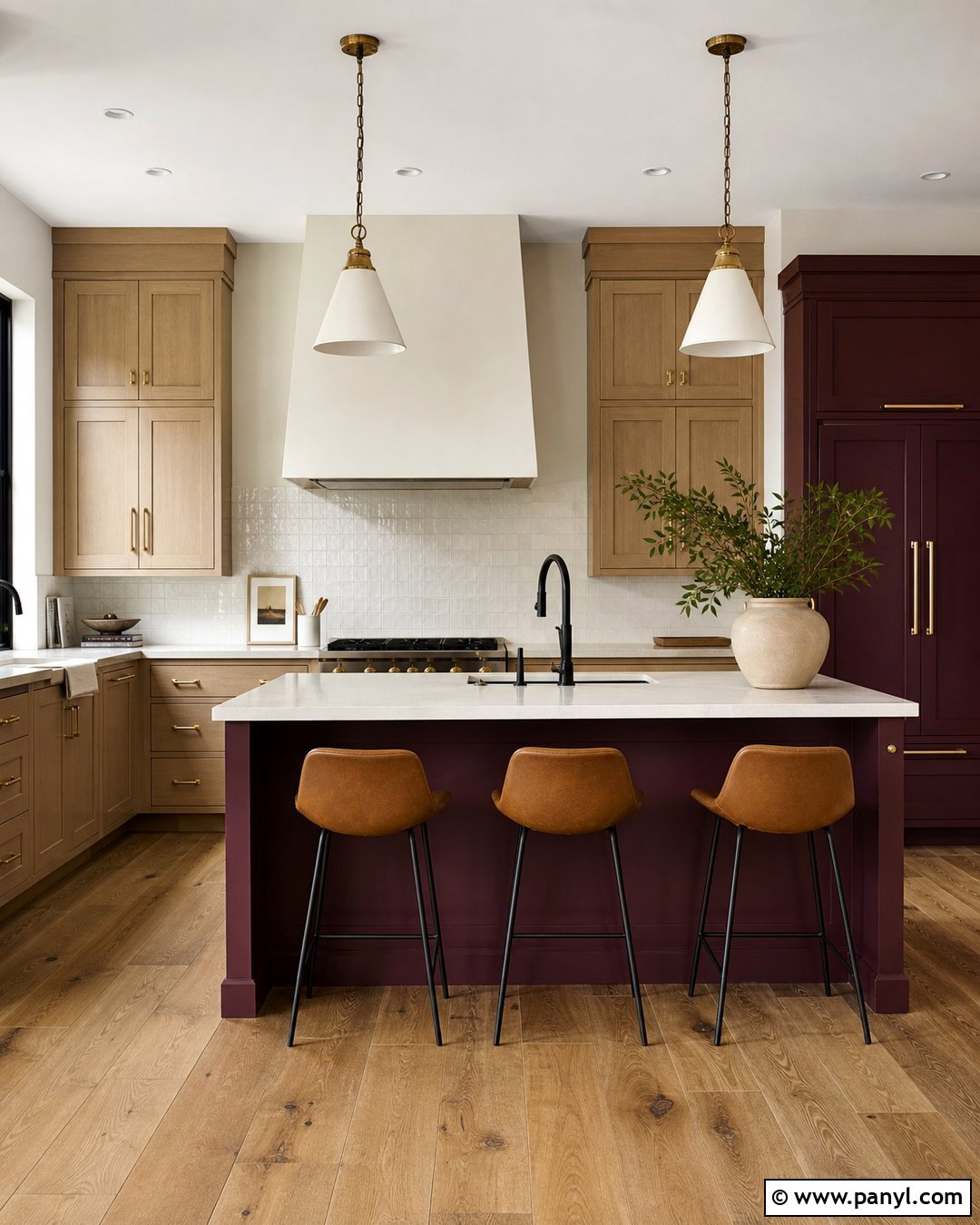 Burgundy Kitchen With Wood Cabinets - 25 Kitchen Colors With Wood Cabinets