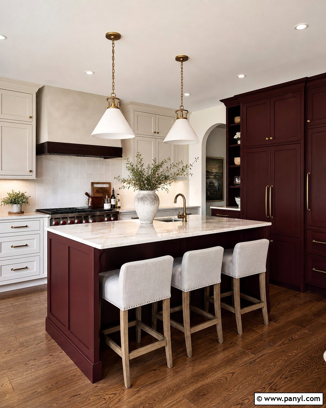Burgundy Kitchen - 20 Current Kitchen Color Trends