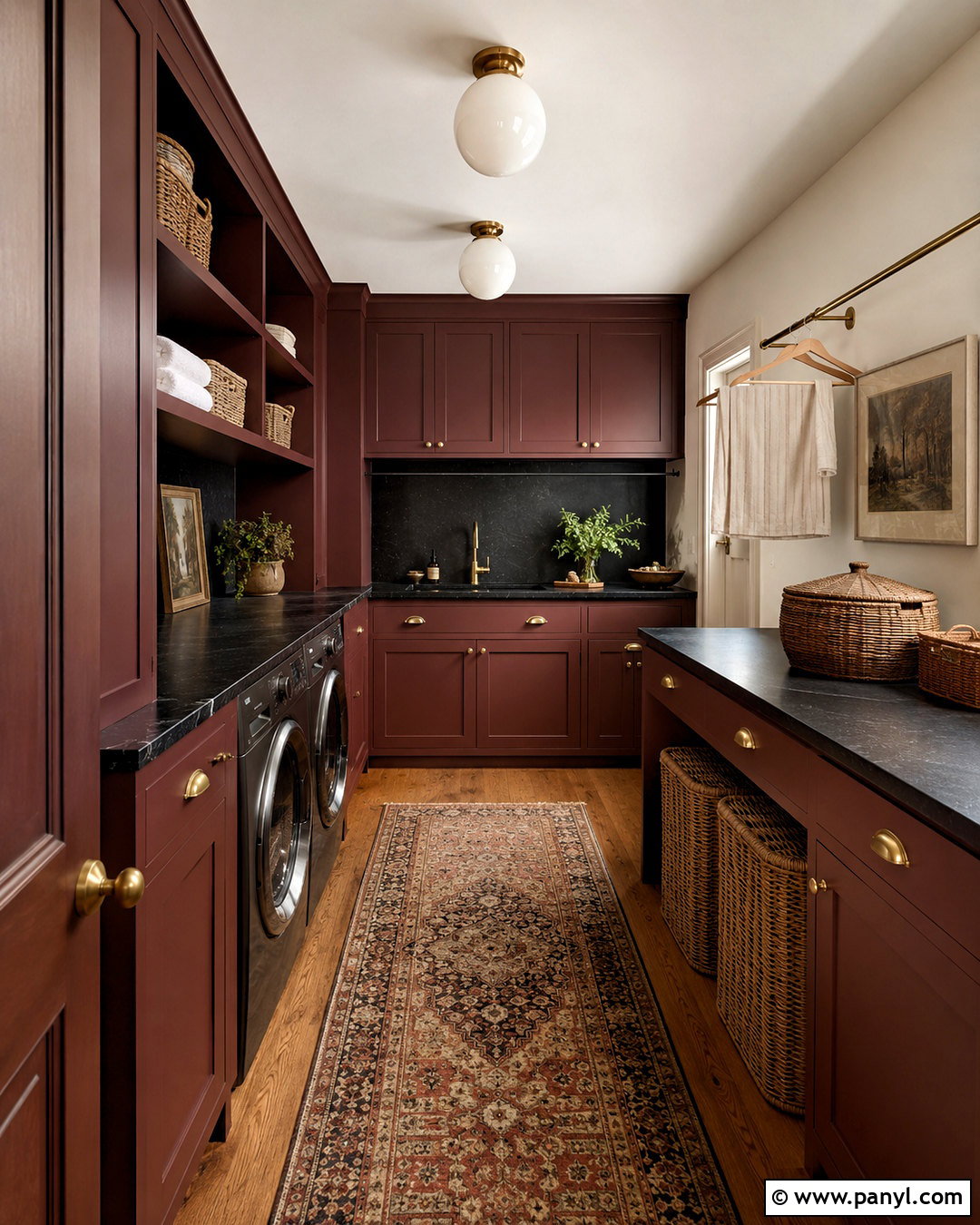 Burgundy Laundry Room - 20 moody laundry room ideas