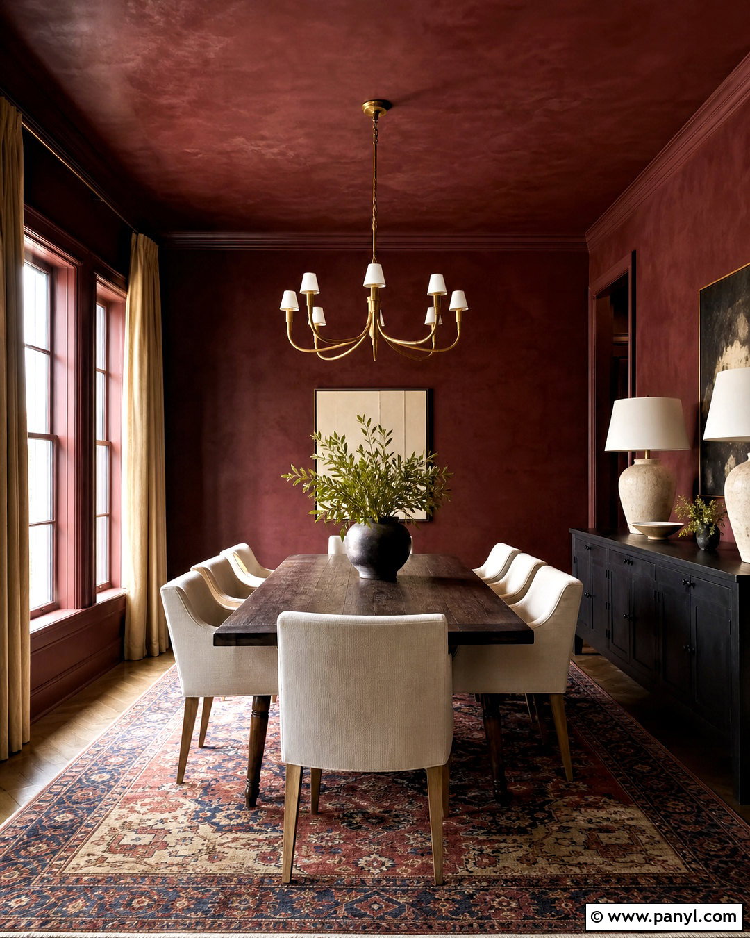 Burgundy Limewash Dining Room - 20 limewash colors