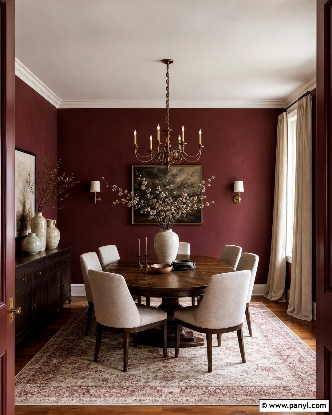 Burgundy Limewash Dining Room - 35 Line Wash Walls