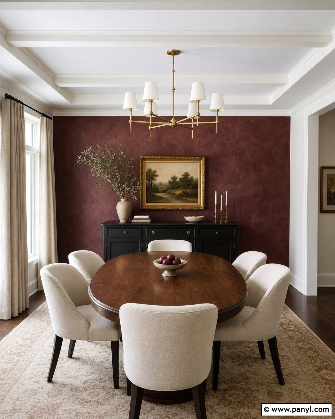 Burgundy Limewash Dining Wall - 35 limewash accent wall ideas