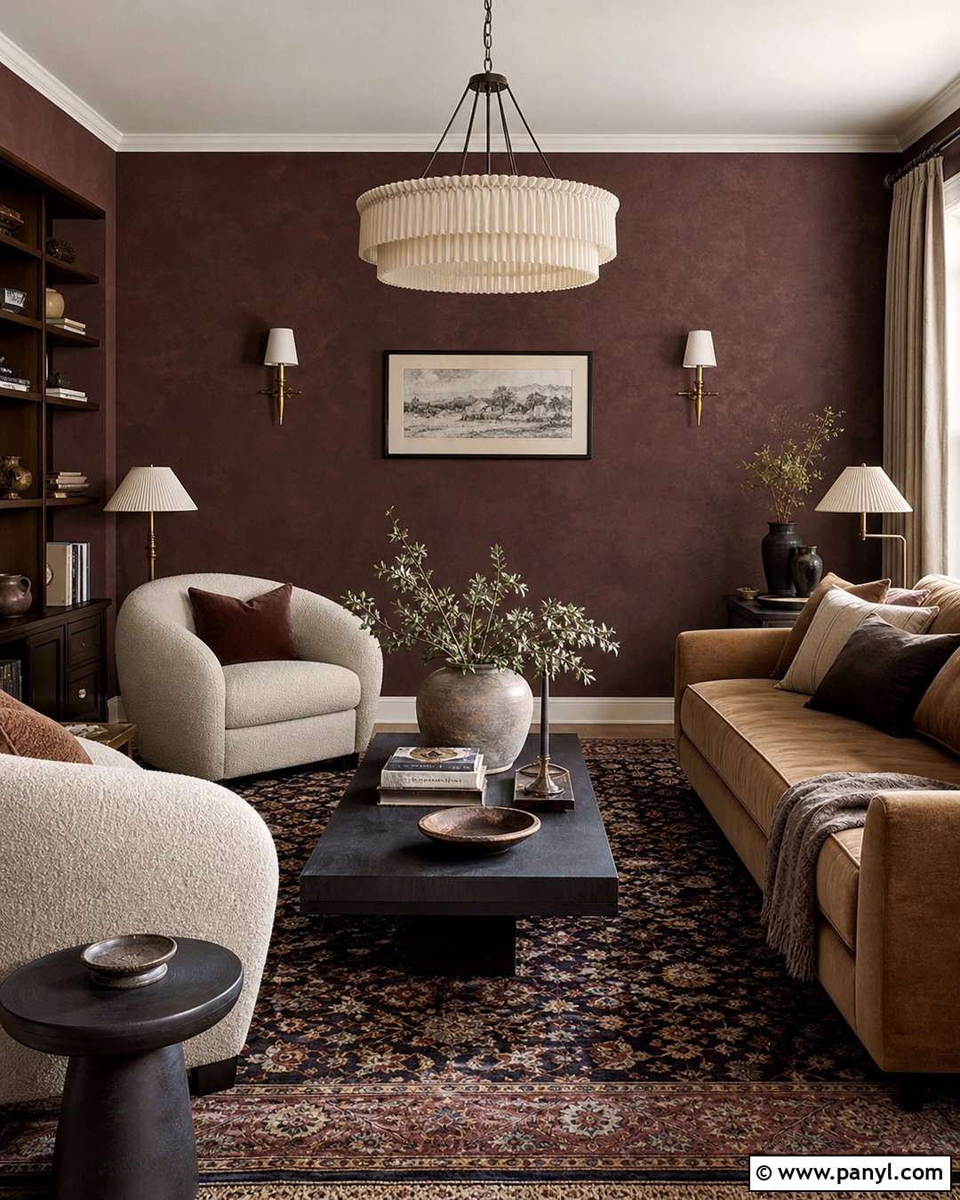 Burgundy Limewash Sitting Room - 50 Limewash Walls