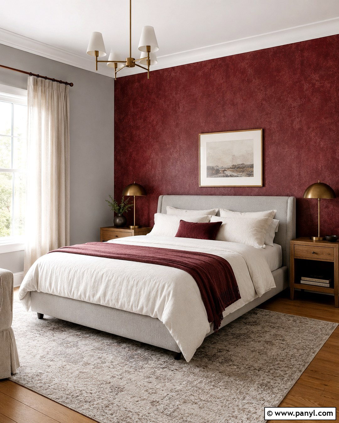 Burgundy Limewash With Soft Grey Walls - 20 burgundy and grey walls