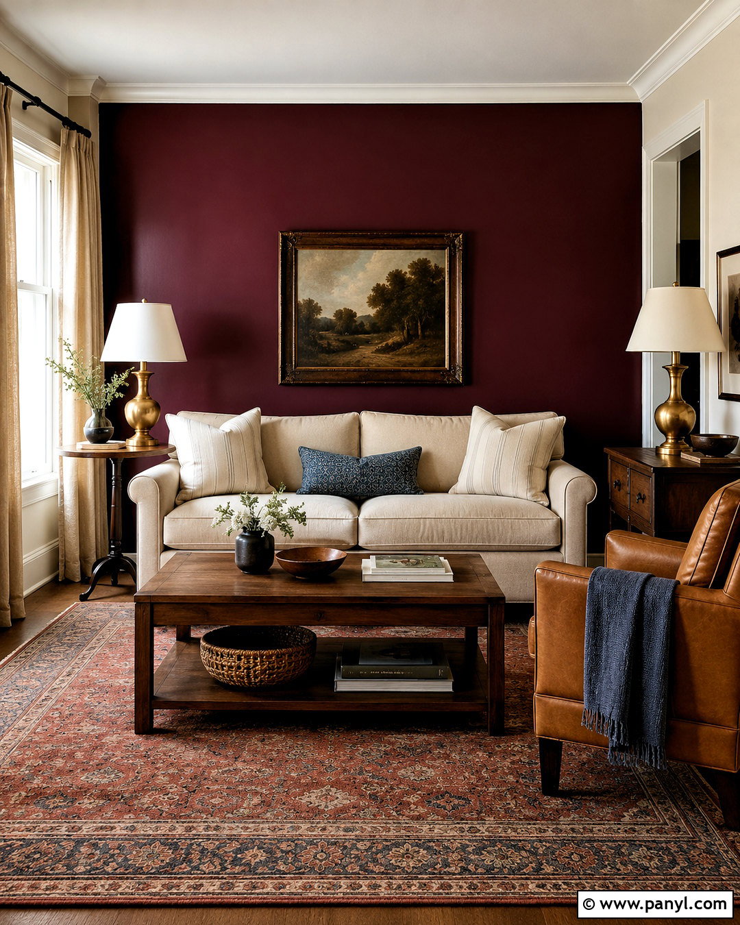 Burgundy Living Room Accent Wall - 20 paint living room ideas accent walls