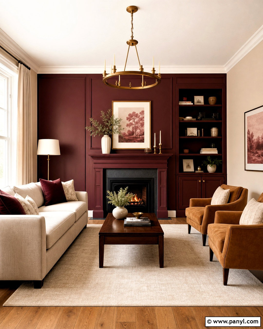 Burgundy Living Room Accent Wall - 20 accent color walls in living room ideas