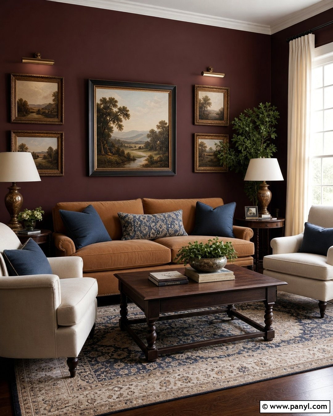 Burgundy Living Room Walls - 25 Wall Colors Living Room Ideas