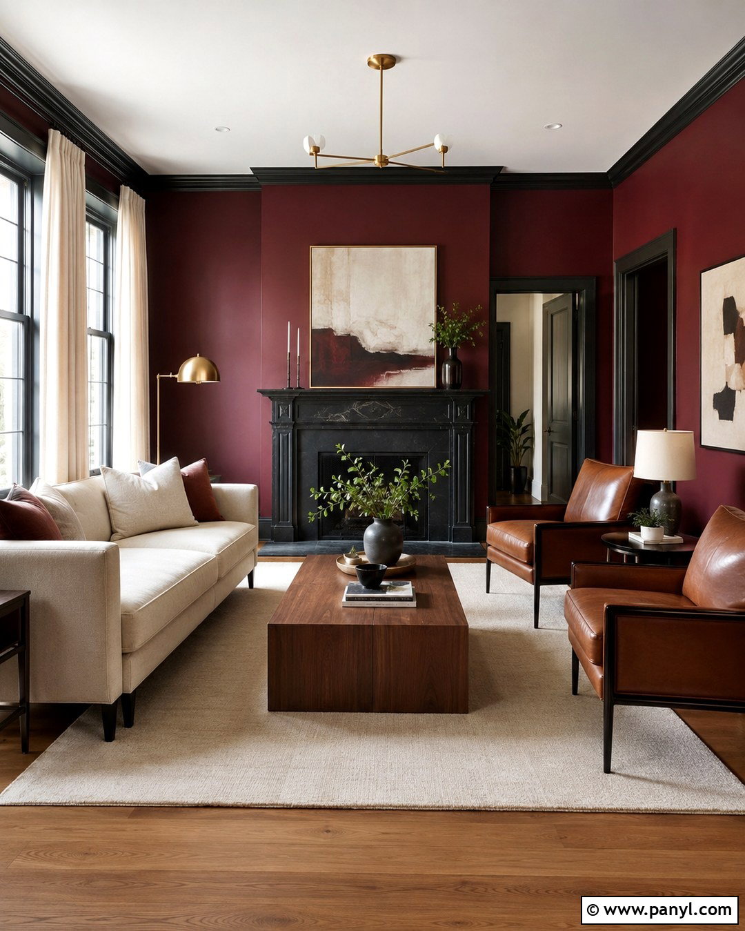 Burgundy Living Room With Black Trim - 20 Burgundy Walls With Black Trim Ideas