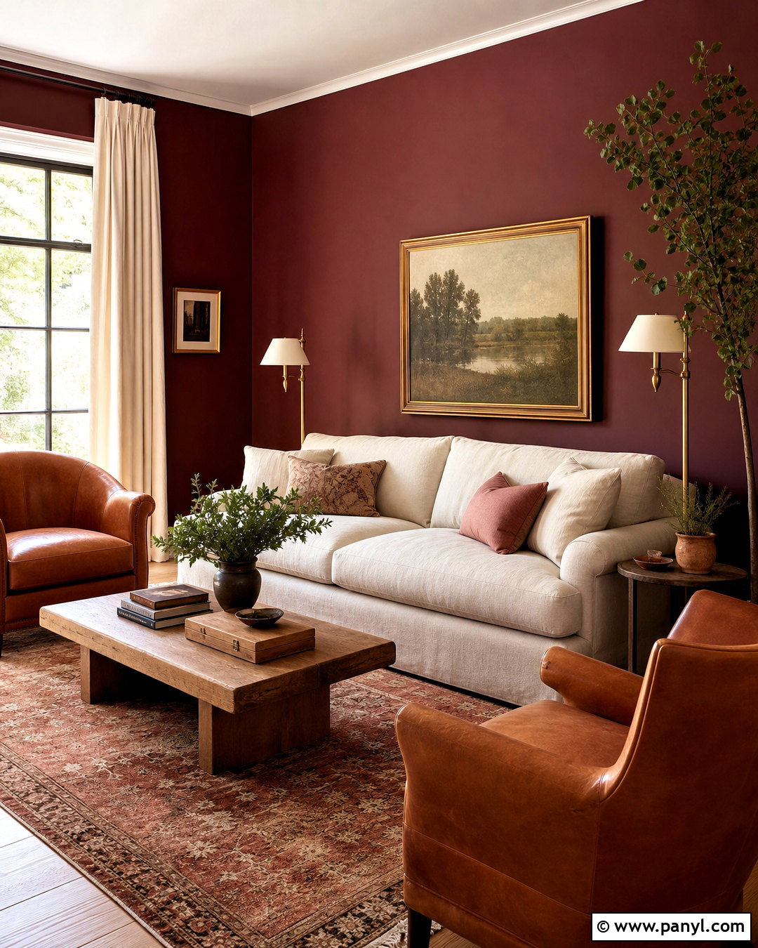 Burgundy Living Room With Cream Sofa - 20 burgundy interior design ideas
