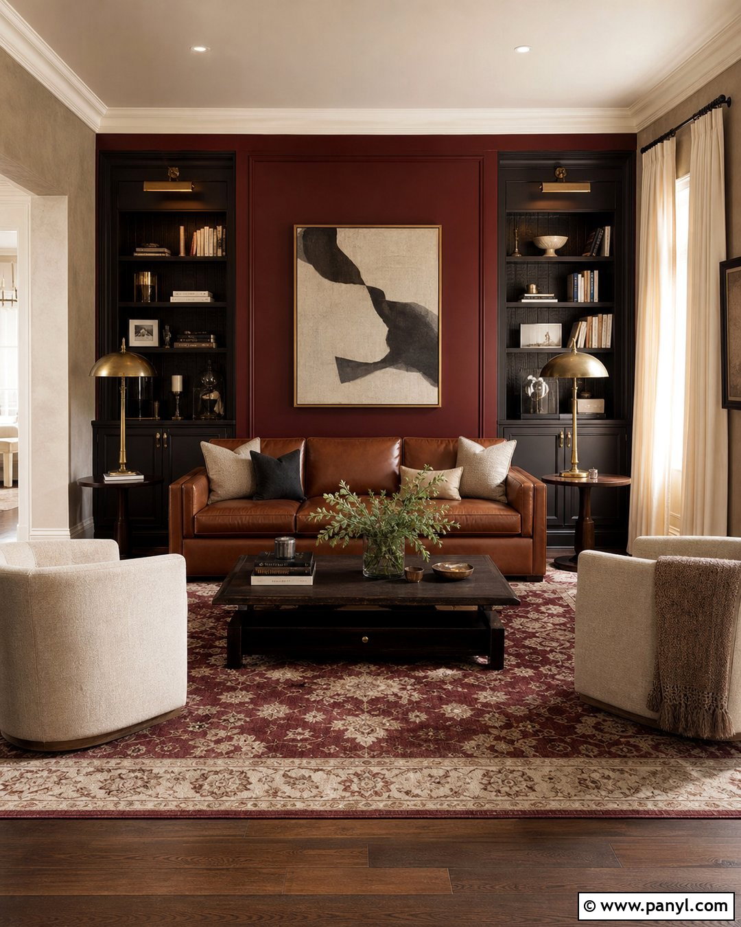 Burgundy Metallic Lounge Wall - 35 metallic paint walls