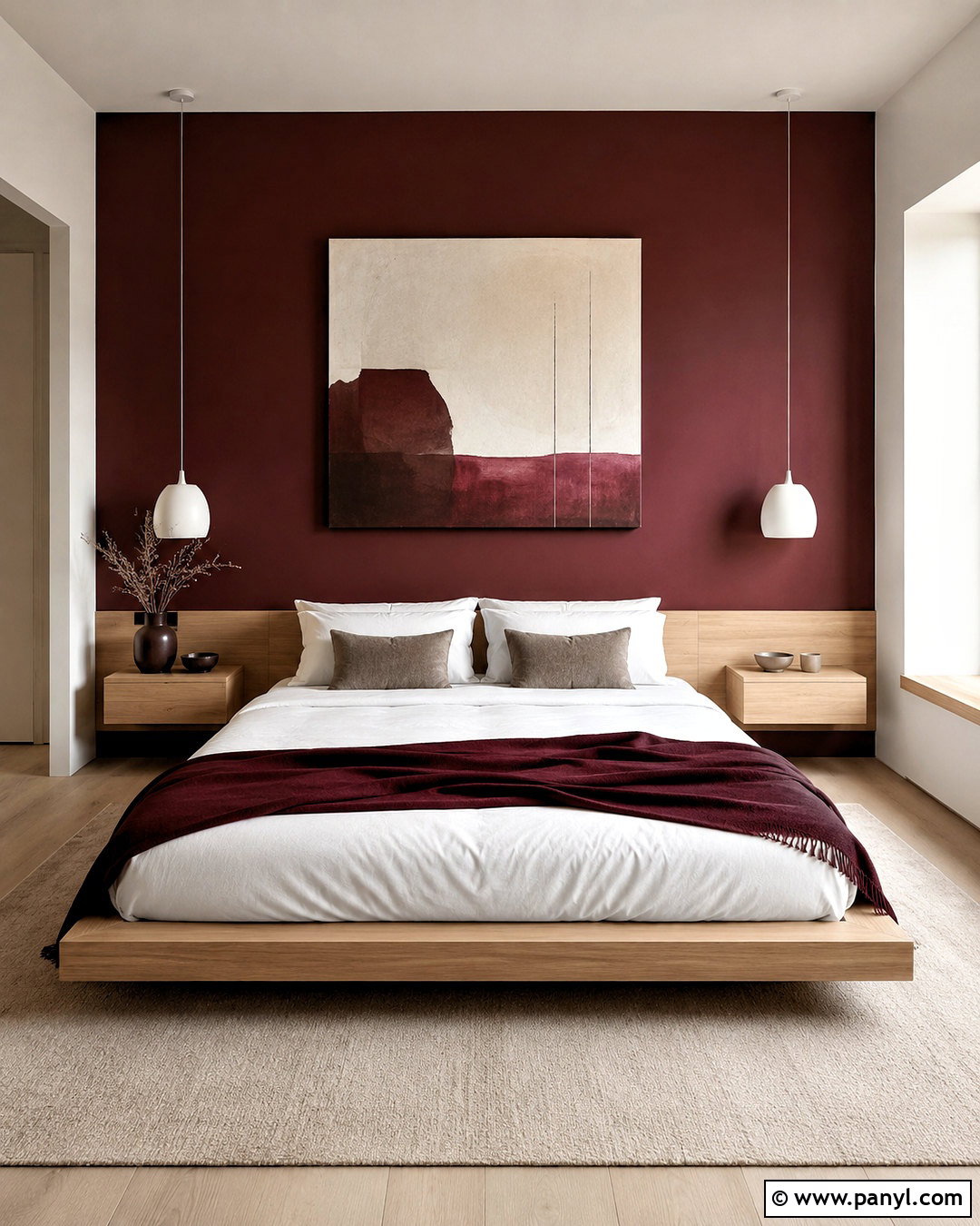 Burgundy Modern Minimalist Bedroom - 20 burgundy room ideas bedrooms