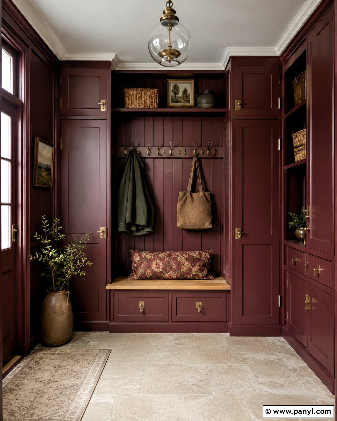 Burgundy Mudroom Cabinets - 20 moody mudroom ideas