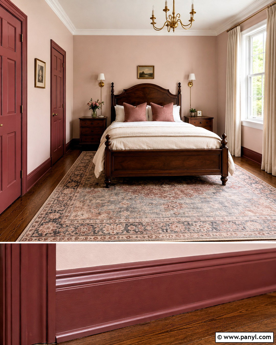 Burgundy Painted Baseboards With Blush Walls - 20 painted baseboards