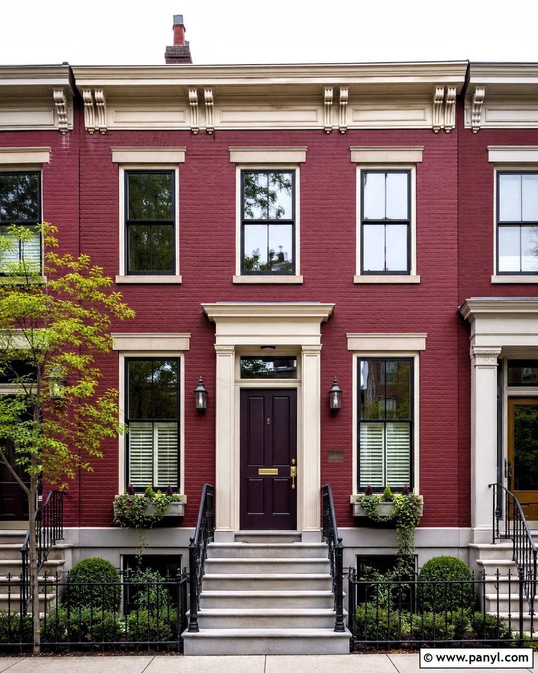 Burgundy Painted Brick Row House - 20 painted brick homes