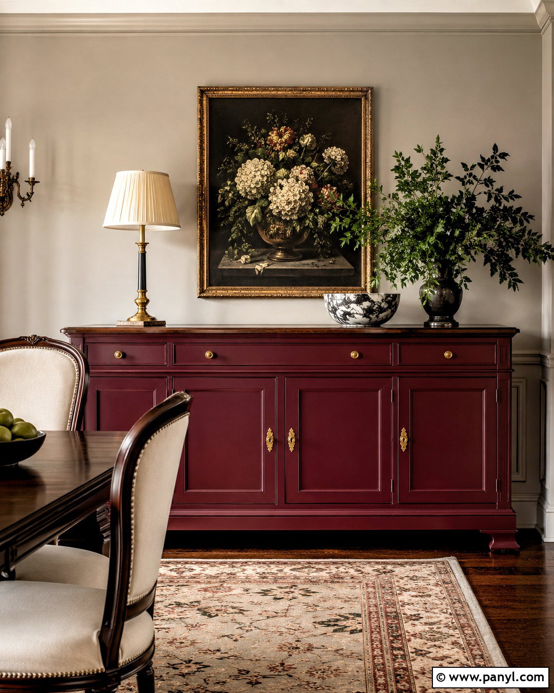 Burgundy Painted Buffet - 20 painted buffet ideas