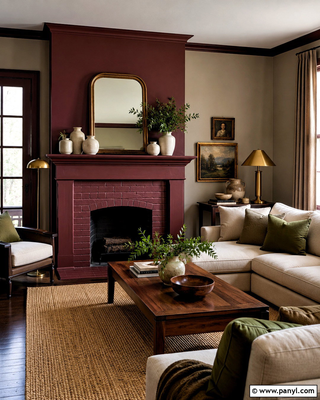 Burgundy Painted Fireplace - 20 colored fireplace painted ideas
